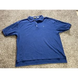 Paul Stuart Shirt XL Blue Mens Casual Logo 2 Ply Cotton Golf Polo Short Sleeve